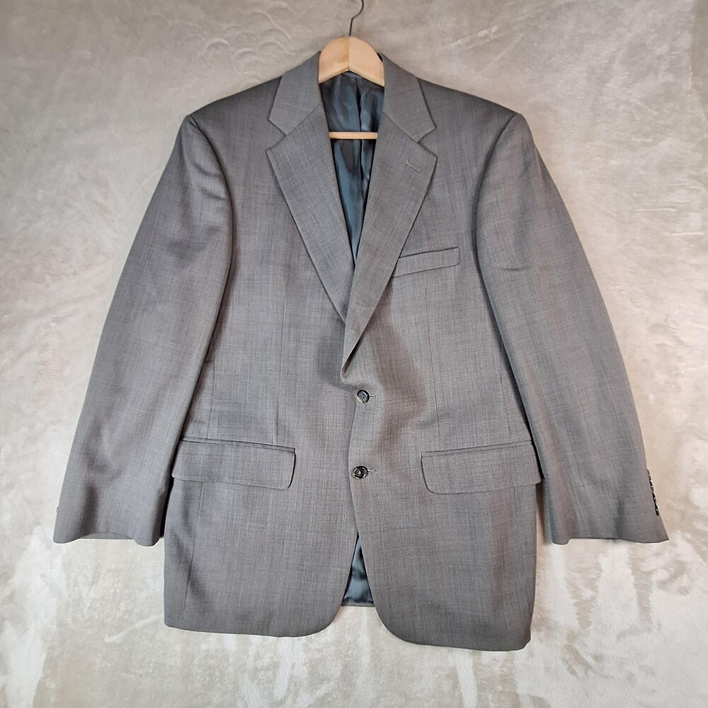 Bristol Suit Jacket Mens 44 Gray Solid Single Vent 2 Button Formal Business